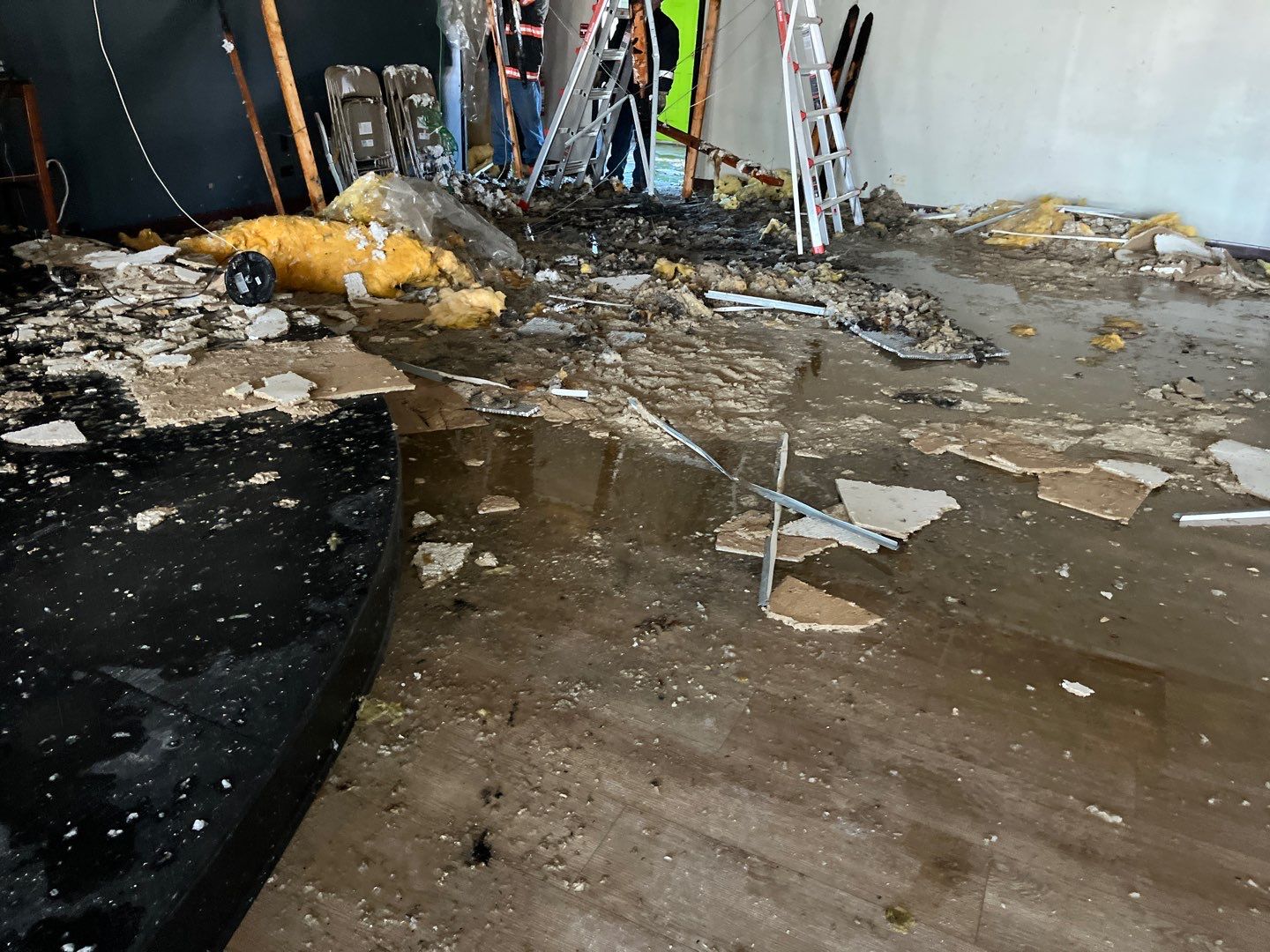 Charred structural materials and debris fire damage restoration near me